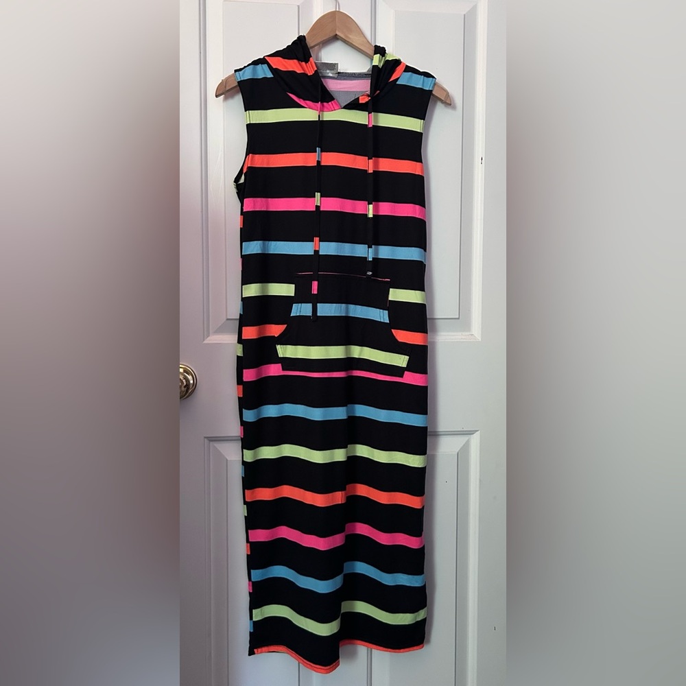 Bobbie Brooks Hooded Tank Dress with Horizontal Stripes Size Small